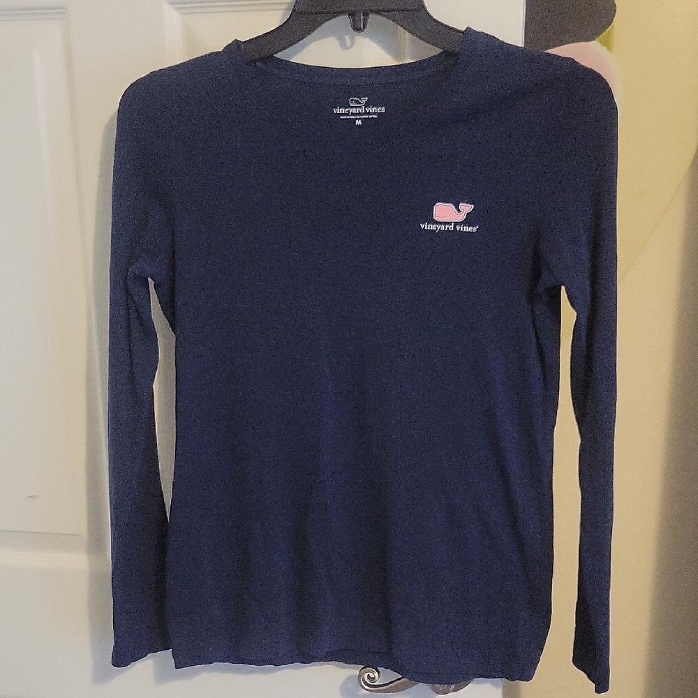 Vineyard Vines SzM Women's Dark Blue Crew Neck 100% Cotton Long Sleeve T